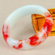 Natural jade bracelet Xinjiang Hetian Jade gold silk jade chicken blood floating flower Gobi jade bracelet childrens bracelet