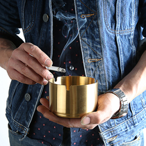 Nordic Industrial Wind Stainless Steel Golden Ashtray Windproof With Lid Ashtrays Switch Type Marble Smoke Cylinders