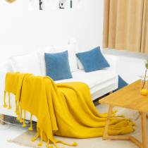 Nordic knitted blanket Sofa blanket Tassel bed tail blanket Bed tail towel Air conditioning blanket Decorative blanket Office nap blanket Cover blanket