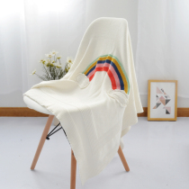 ins Rainbow knitted blanket Pure cotton handmade childrens blanket Baby lunch break blanket Towel quilt Single nap blanket