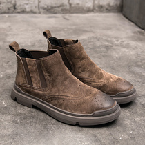 Winter Martin boots Inron frosted genuine leather mens shoes Brock boots with suede to help retro mens Chelsea boots