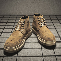 Brooch male boots Inn Wind high Help leather Leather Frosted Genuine Leather Galloff Martin Boots Man Shoes Winter Tide Shoes