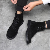 Frosted cowhide Martin boots male boys Korean version of tide breathable summer black retro high-top leather shoes long boots