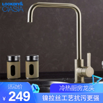 Sesa all copper kitchen faucet nickel brushed Matt light sink washing basin hot and cold faucet S316-L