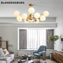 Nordic Luminaire Brass Light Lavish Living-room Chandelier Minima Modern Bedroom Light Magic Bean Restaurant Lights Glass Molecular lamp