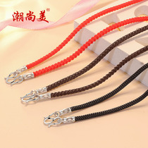 Chaoshangmei s925 silver pendant lanyard male red rope chain rope children jade hanging rope neck with rope pendant leather rope