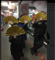 Childrens dance fan dance fan double-sided fan 8 inch kung fu fan 7 inch gold fan black bone