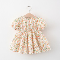 Girls Summer Dresses 1-3 years old children floral skirt Summer Korean version of the Western style short-sleeved princess dress