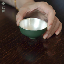 16 open cup handmade ceramic silver color household simple tea cup Single cup tea cup Kung Fu tea set Master cup