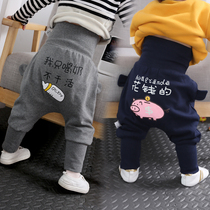 Big ass belly pants 8 female baby wear 6 months baby children autumn and winter plus velvet male treasure children padded pp pants