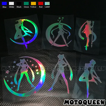 Moon Wild Rabbit Beauty Less Female Warrior Electric Bottle Motorcycle Car Trim Rear Side Tailbox Body Reflective Sticker Appliquet