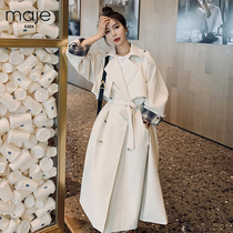 maje Kara white trench coat womens autumn 2021 new long high-end temperament goddess fan coat