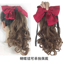 Butterfly Knot Wig Horsetail Woman Short Pear Flower Curly Hair Natural Horsetail Mesh Red Strap Type Large Wavy Long Roll Mati Braid