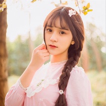 Net red wig girls braided long curly hair with oblique bangs whole braid single braid side braid fashion full wig