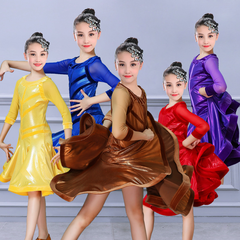 Girls Latin Dance Dresses Latin Skirt Competition Performance Regulations for Children&apos;s Professional Practice Examination, Dance Dress