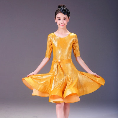 Girls Latin Dance Dresses Regular Dresses Girls&apos; Latin Stage Standard Skirt Children&apos;s Latin Professional Competition Dresses Performing Dresses