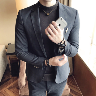 冬季雅痞绅士风英伦短款西装男外套韩版修身便服西服男装衣服青年