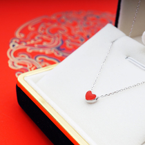 S925 Korean version Temperament Heart-shaped Lock Bone Chain Pure Silver Necklace woman Mori series European and American small red loving silver decorated neck chain