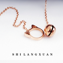 Titanium Steel Asymmetrical Earrings Han Edition Student Lady Little Fresh Bell Catwalk Cat Cute Earline Ear Pendant Trinket