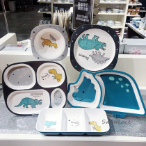modern house Cartoon dinosaur shape imitation porcelain childrens tableware dinner plate Rice bowl split plate