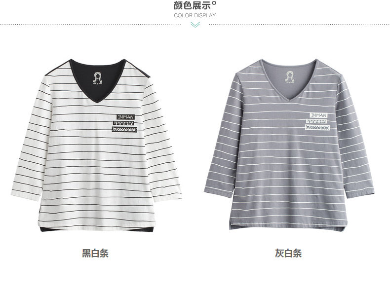INMAN\/茵曼 茵曼女装T恤 2017春装新款简约字