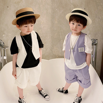 Children walk show to perform piano for summer host Shuai qi Baby the new little flower boy boy gown suit