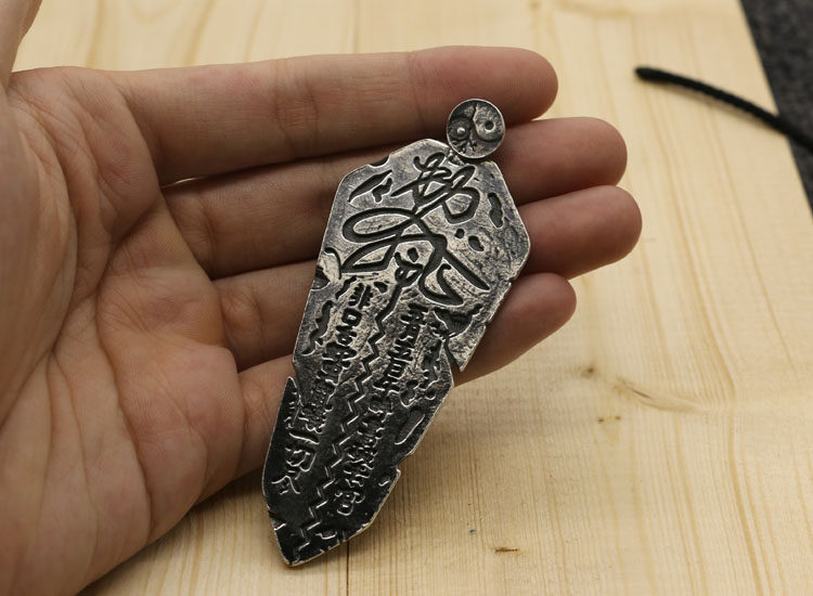 纯银敕令驱鬼符 做旧泰银吊坠复古辟邪男女镇宅护身符咒风水挂件