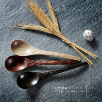 Japanese and wind logs wooden tortoise Crack tortoise shell wooden spoon rice spoon soup spoon health lacquerware 20cm