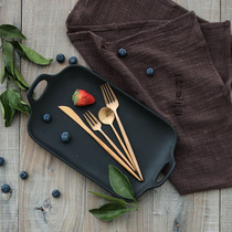 Golden Matt brushed Portugal same 304 stainless steel cutlery steak Western spoon Knife fork set