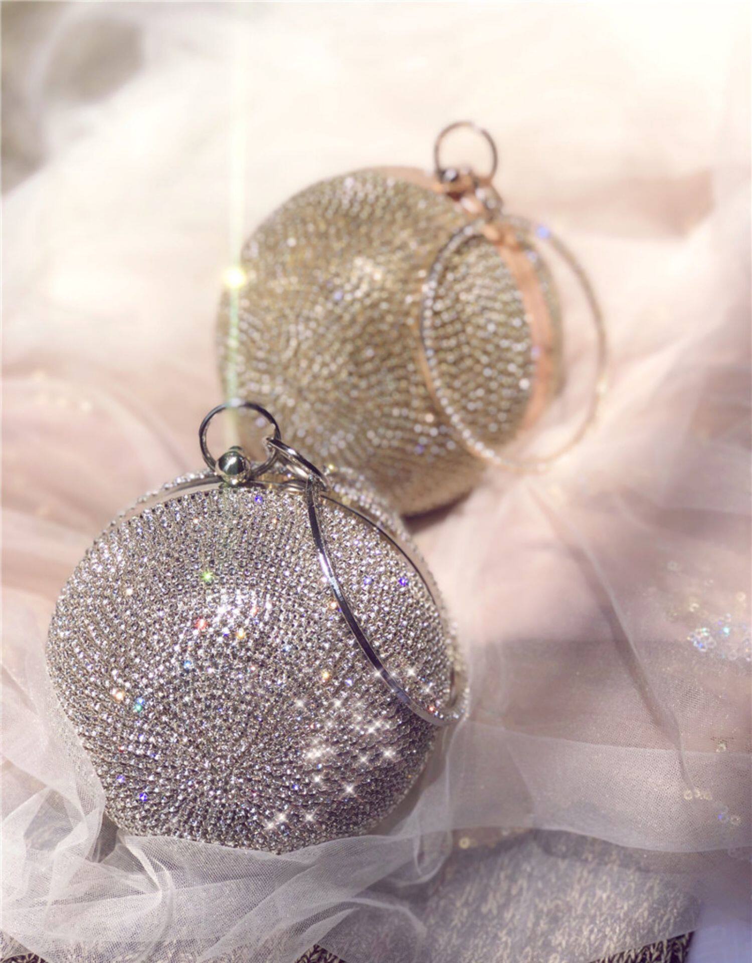 原创设计新品球形包珍珠包圆环手提潮女韩版可爱斜挎迷你链条小包