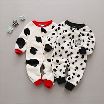 Autumn and winter baby jumpsuit pajamas 0-1 years old male and female baby coral velvet harem full moon 2-4-6-August 2014: Out-of-uniform