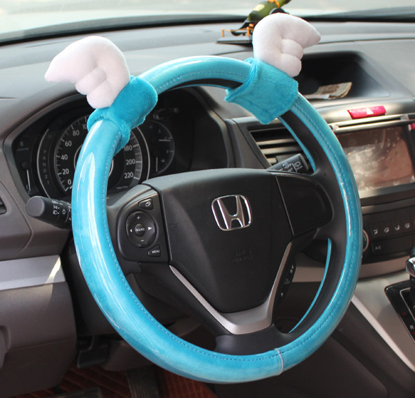 正版韩国天使翅膀方向盘套女士可爱四季防滑免洗汽车内饰套装套饰