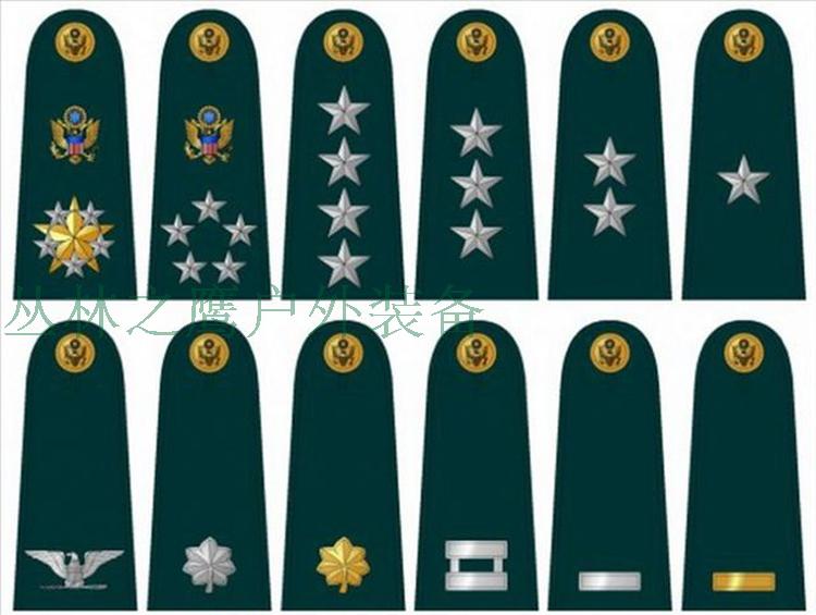 美国将军将官3星中将军衔肩章金属徽章标帽徽胸章金色五角星勋章