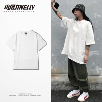 Harajuku Loose T-shirt Men and Women bf Joker Simple Round Neck Short Sleeve Spring Summer Solid Color Long Basic base shirt