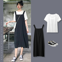 Japanese pregnant woman summer clothes dress dress slim fit harness Broken Flowers Skirt two sets Damp Loose Big Code Gestational Woman