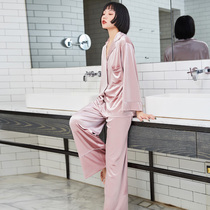 Golden velvet pajamas womens autumn and winter long sleeve new suit loose casual small lapel wide leg pants home clothes can be worn outside