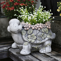 Turtle cute animal flower pot Balcony fleshy European creative personality Courtyard layout Cement garden landscape decoration