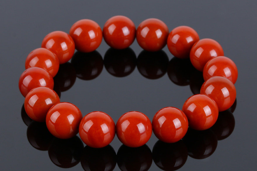 58.13克 14mm【珍品锦红】天然南红玛瑙圆珠手链 8765 - 阿里拍卖