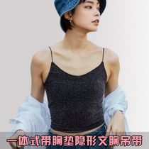 Spring Summer Harness Vest Woman Thin Section Day Lace Chest Cushion Outside Wearing Inner Hitch Home Black And White Yellow Small Breast Bra Pyjamas