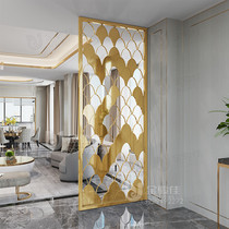 Light luxury living room titanium stainless steel screen partition fish scales Nordic metal window grilles into the home fan porch custom