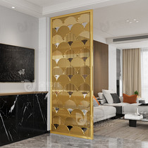 Household light luxury screen partition Nordic metal living room titanium gold mesh red partition new Chinese indoor stainless steel porch