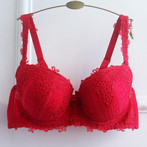 Deep V-shape Thin sponge embroidered coalesch red Ben year Sexy big breasts Big size Fat MM Female lingerie bra