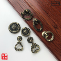 Nordic cabinet door small handle Simple antique single hole round pull ring handle American wardrobe drawer ring handle round