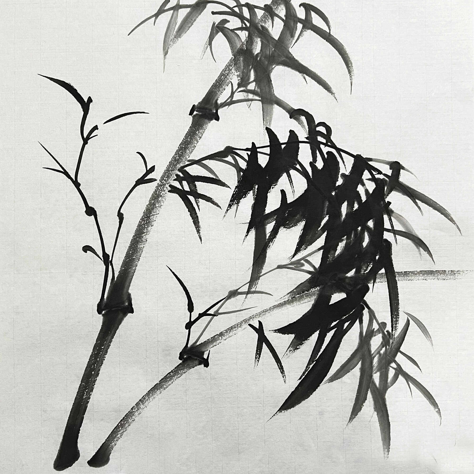 水墨竹子兰草手绘无款无印八开宣纸画芯玄关挂画墙画简略中式国画