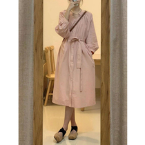 2022 new spring and autumn pink one-piece dress feminine style design sensation Little crowdwind leanthin A character summer