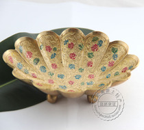 100% Indian imports brass pure hand carved colorful sea snail fruit tray can be used as ashtray