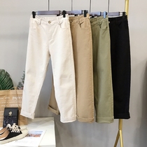  Straight casual pants wide leg high waist tooling 2021 spring new Korean version loose and thin nine-point Harun dad pants