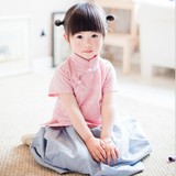中国民族风 汉服夏装儿童女童 提花 短袖