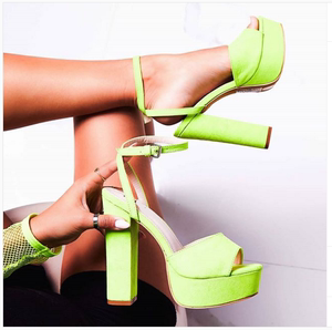 European and American fluorescent thick high heel waterproof platform sandals