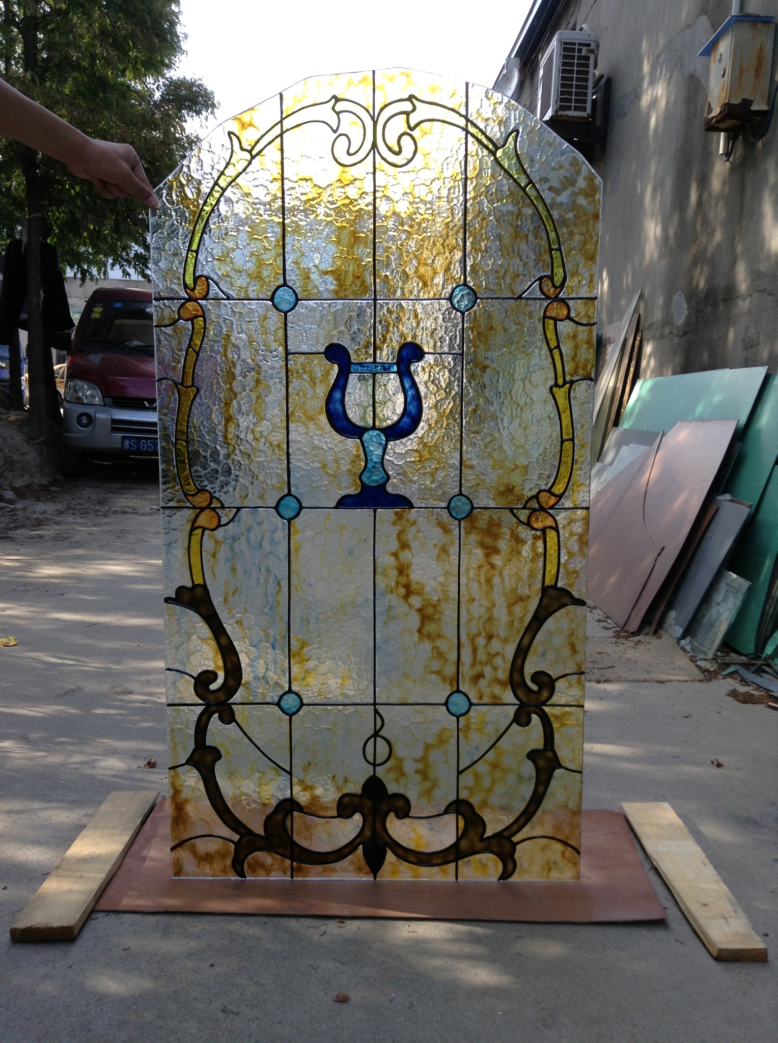 博恒 专业定制艺术玻璃隔断墙 玄关 彩色门窗玻璃 蒂凡尼教堂玻璃